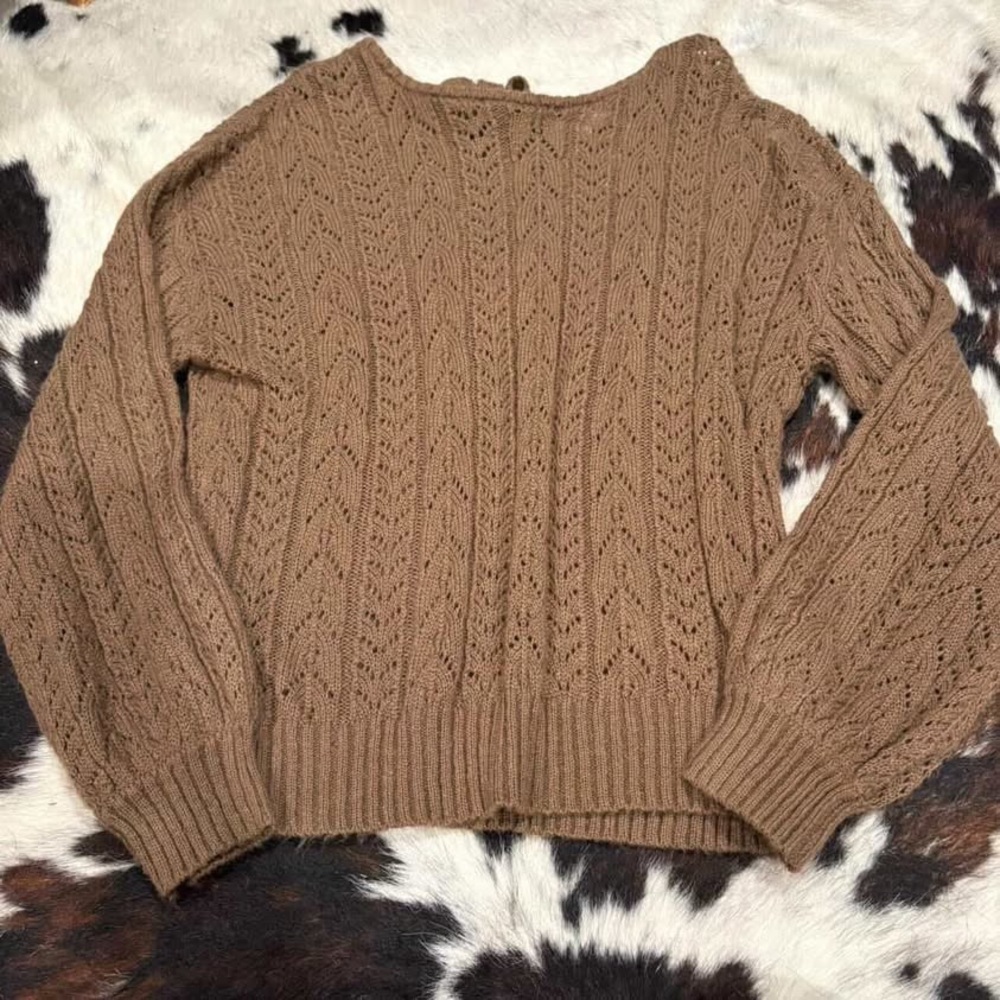 mine Cable Knit Crewneck Sweater - Brown
